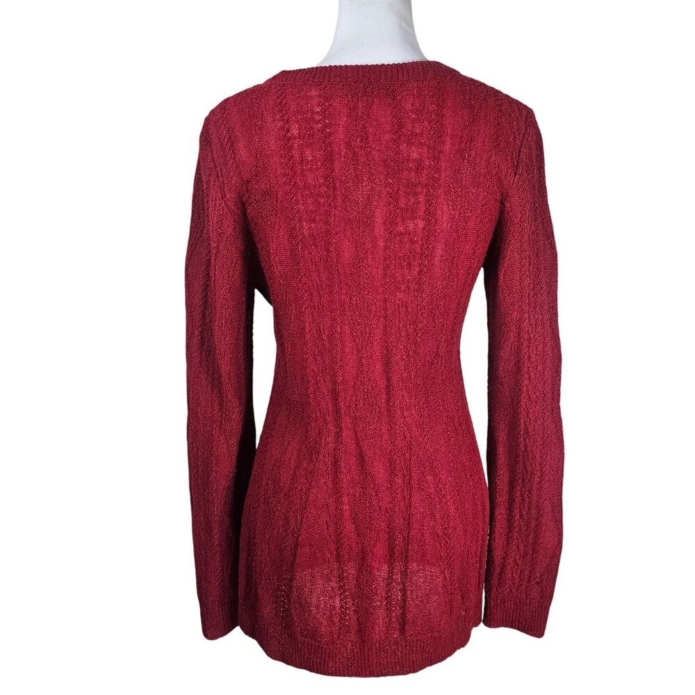 Peruvian‎ Connection Baby Alpaca Cable Knit Tunic Sweater S Red Luxe Lightweight - Picture 5 of 10